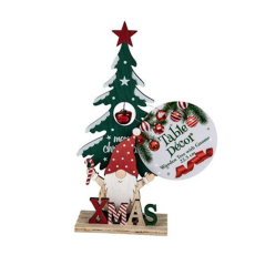 Christmas table decor wooden tree with gonk 22cm